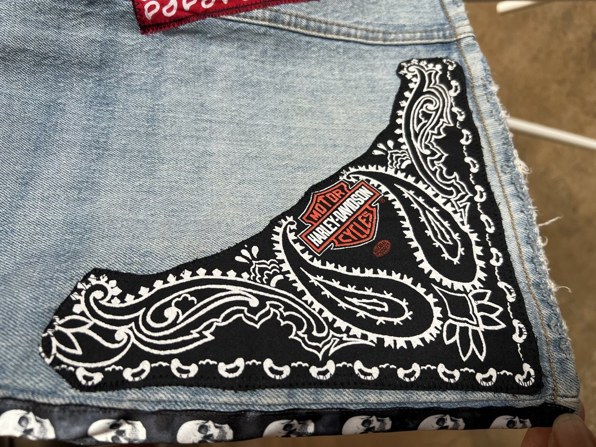 Harley upcycled patchwork collage skirt size 00