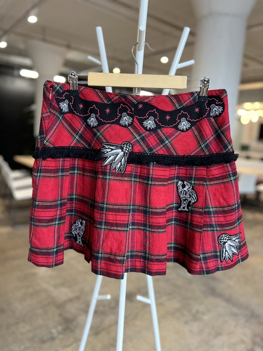 Red plaid collage skirt sz 14