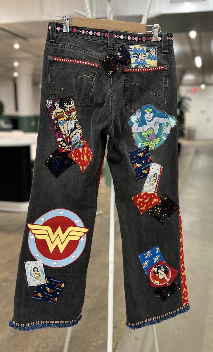Wonder Woman custom patchwork collage Levi’s jeans