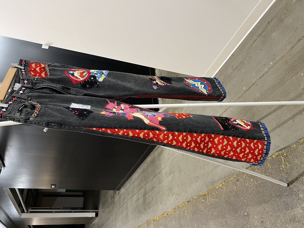 Wonder Woman custom patchwork collage Levi’s jeans