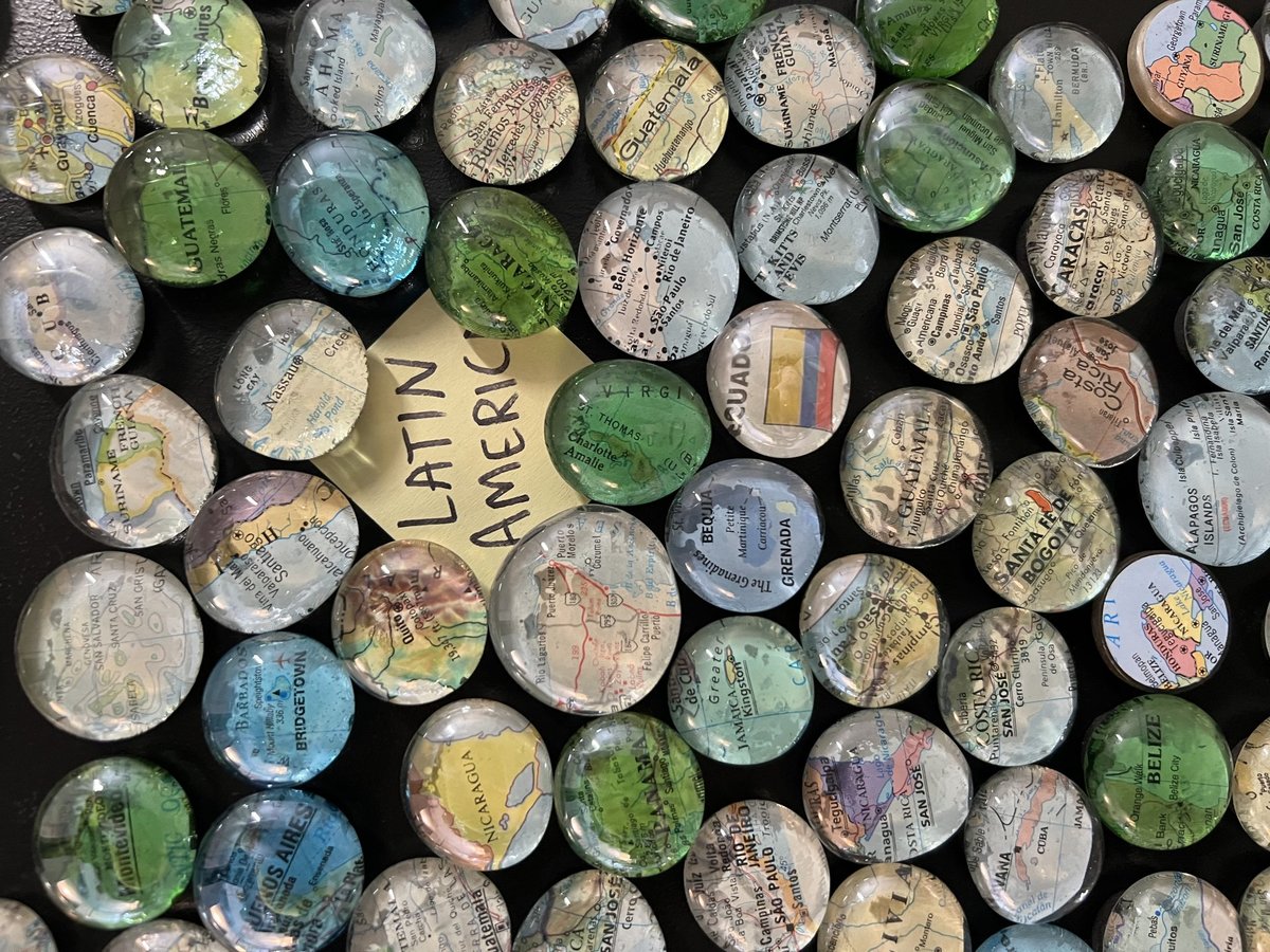 Upcycled map magnets one dozen