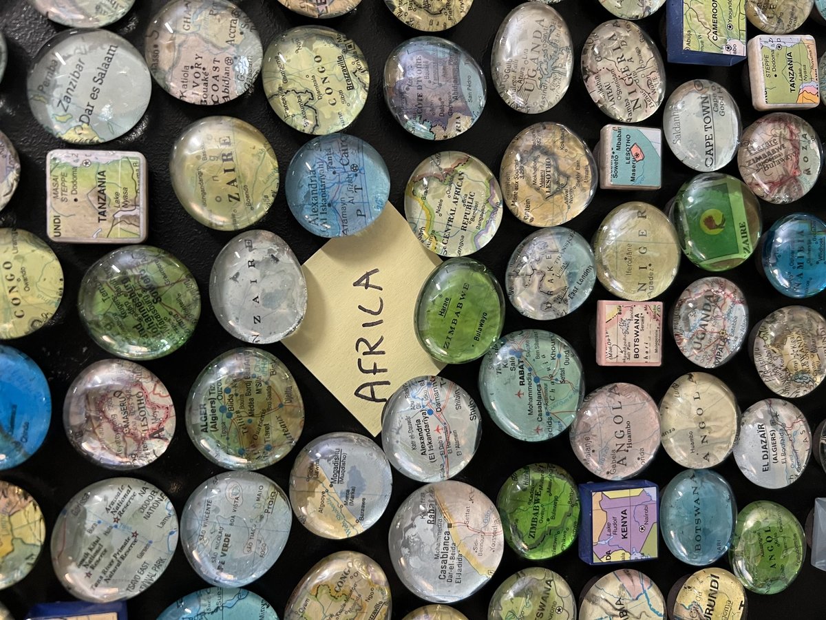Upcycled map magnets one dozen