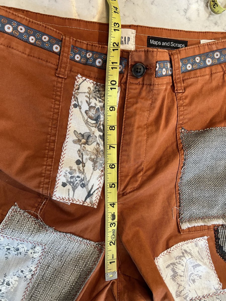 Gray and rust patchwork upcycled pants