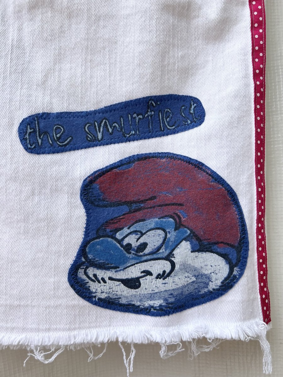 Smurf altered collage skirt