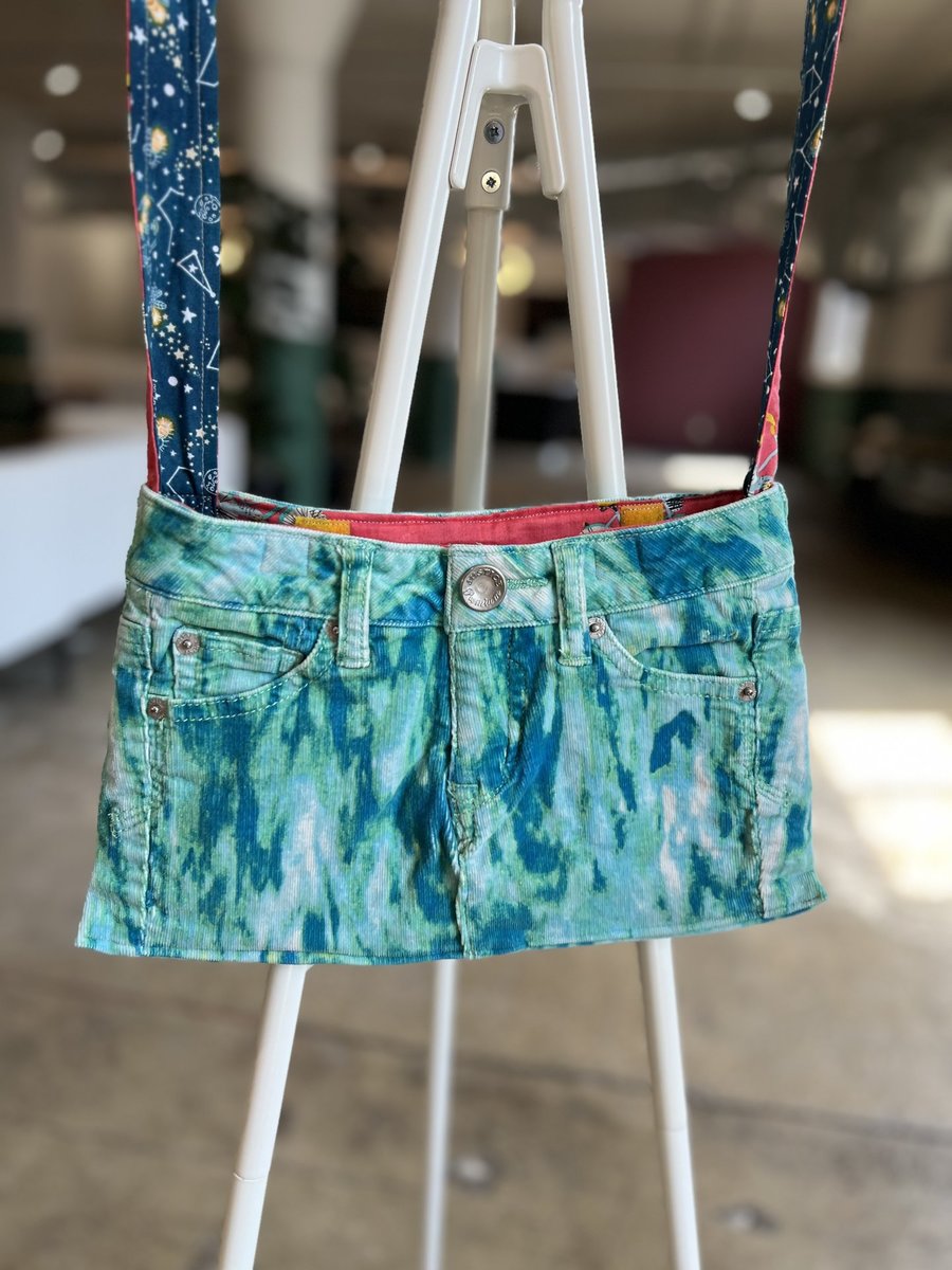 Aqua upcycled shorts bag