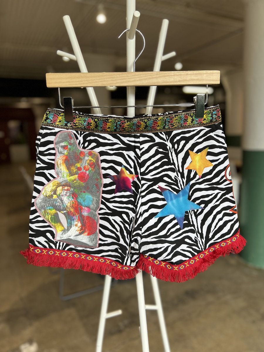 Just Chill patchwork upcycled shorts