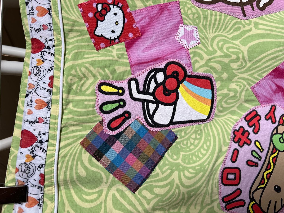 Hello kitty patchwork upcycled wrap skirt