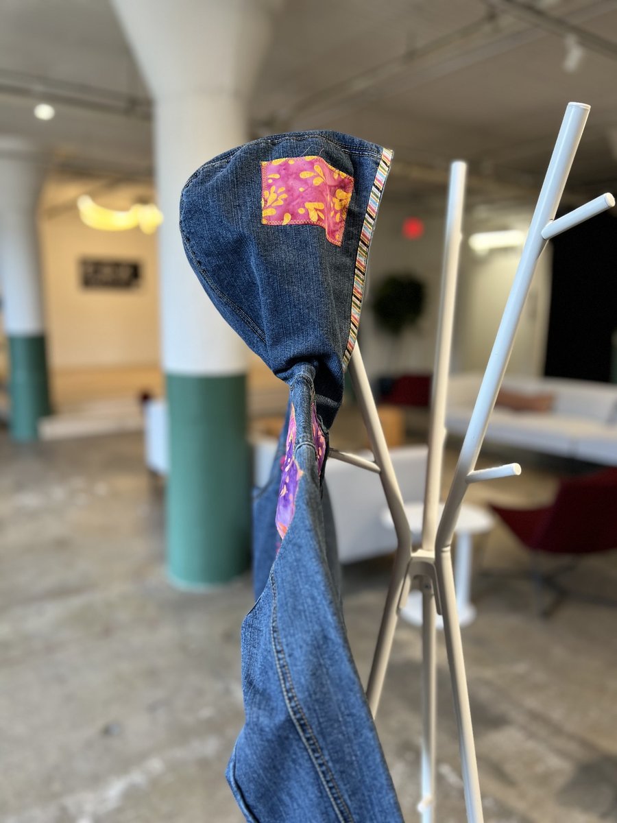 Puppy patchwork upcycled Jean jacket youth large