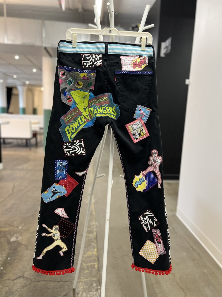 Power Rangers upcycled custom patchwork collage jeans