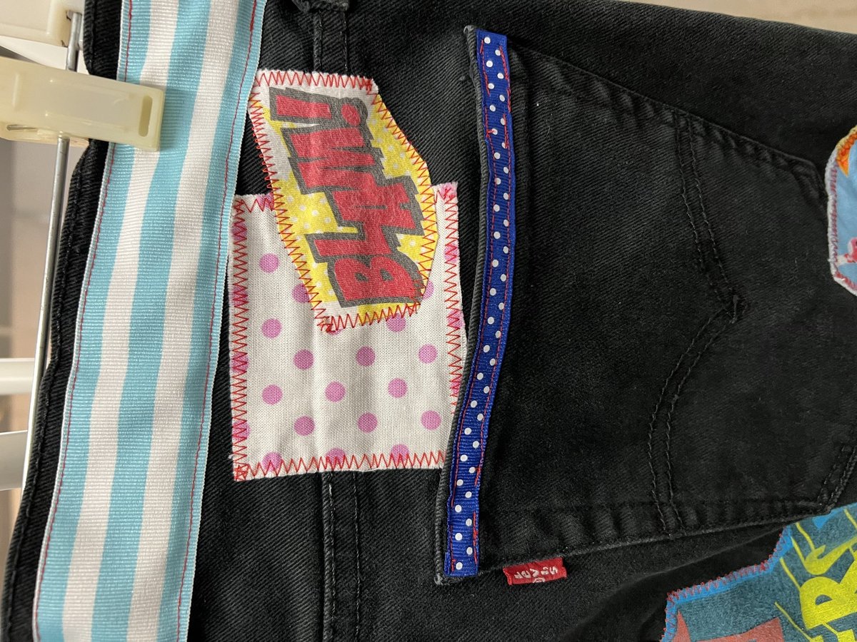 Power Rangers upcycled custom patchwork collage jeans