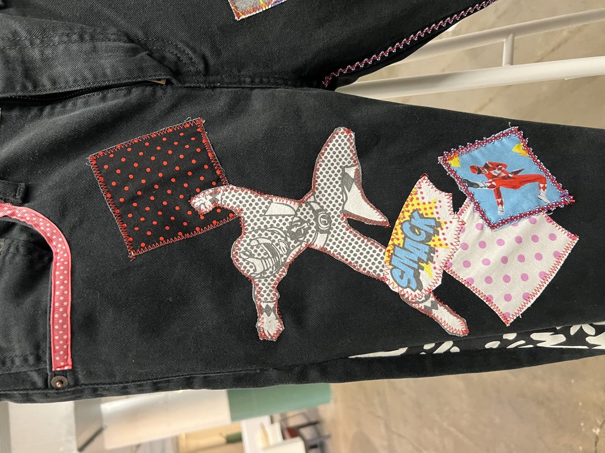 Power Rangers upcycled custom patchwork collage jeans