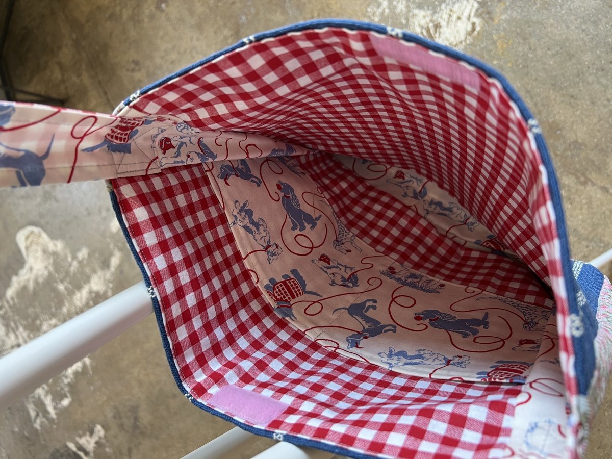 Blue and flowers dog Tshirt crossbody bag 