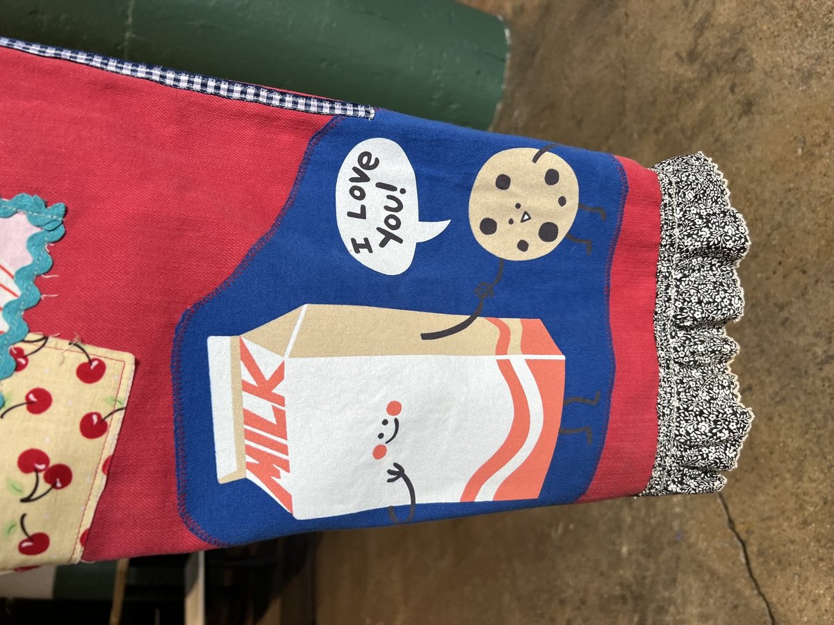 Funny food upcycled patchwork collage jeans