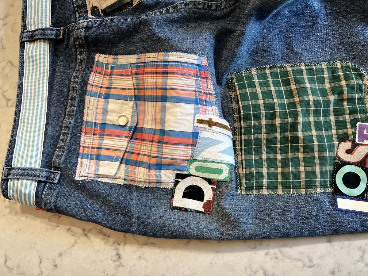 So many pockets upcycled patchwork jeans