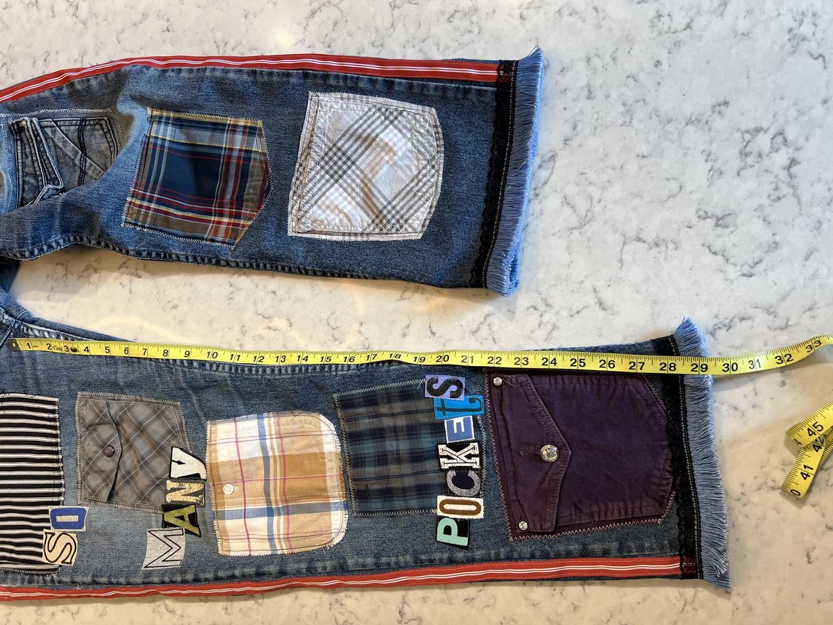 So many pockets upcycled patchwork jeans