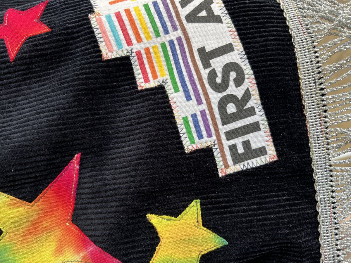 First Avenue rainbow stars tshirt upcycled skirt size M