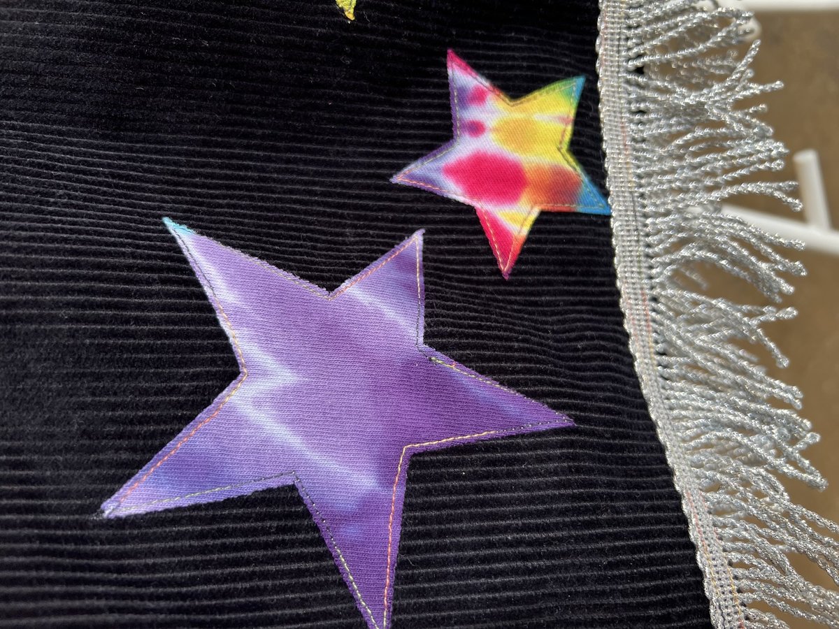 First Avenue rainbow stars tshirt upcycled skirt size M