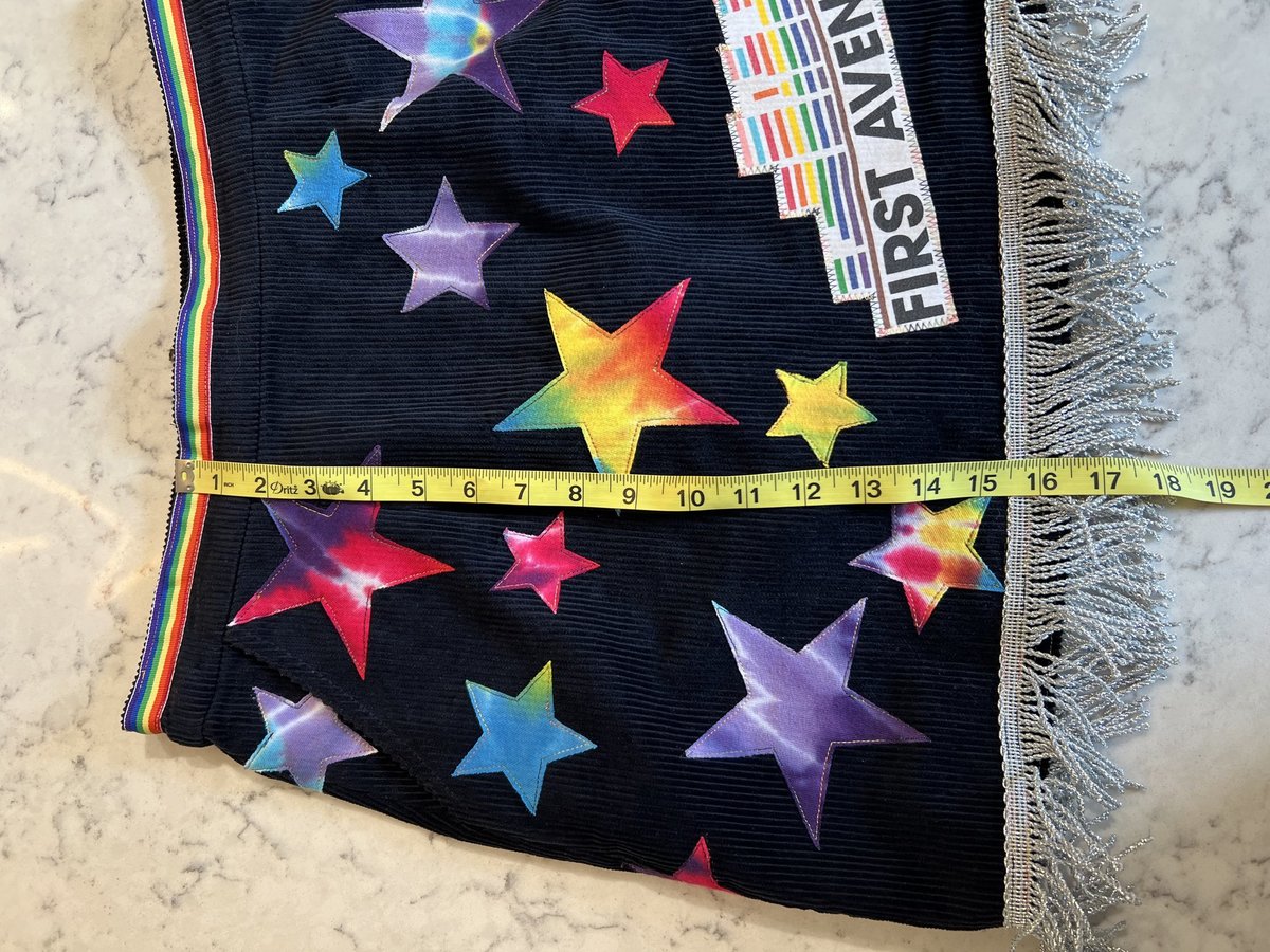 First Avenue rainbow stars tshirt upcycled skirt size M