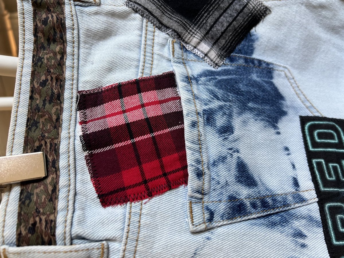 Disturbed patchwork upcycled collage shorts