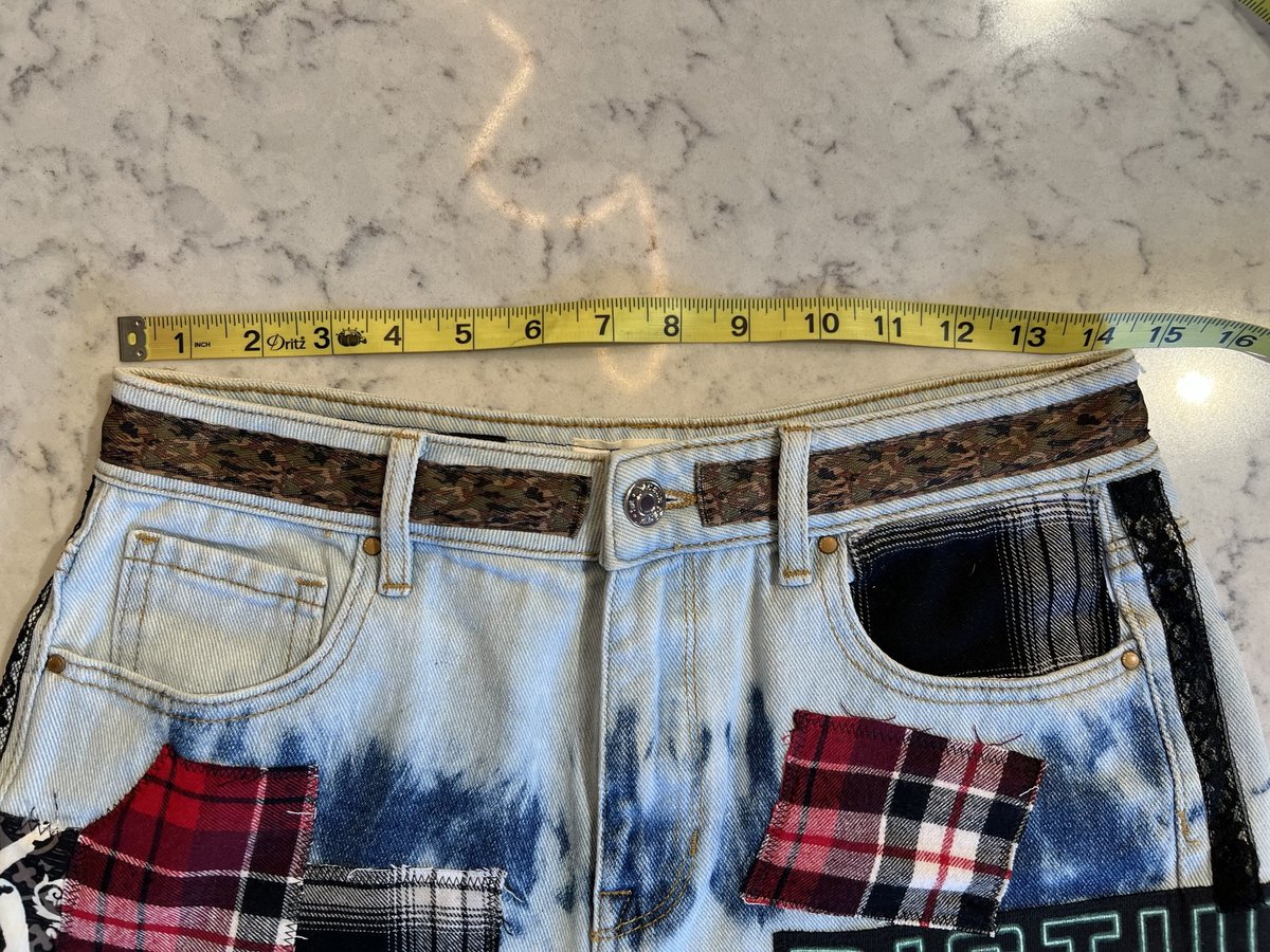 Disturbed patchwork upcycled collage shorts