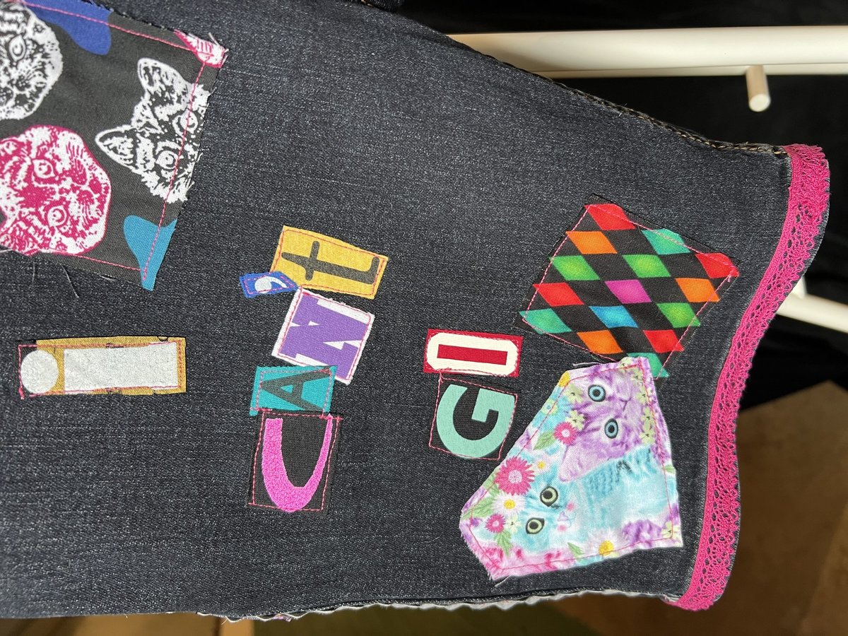Indoor cat patchwork collage shorts