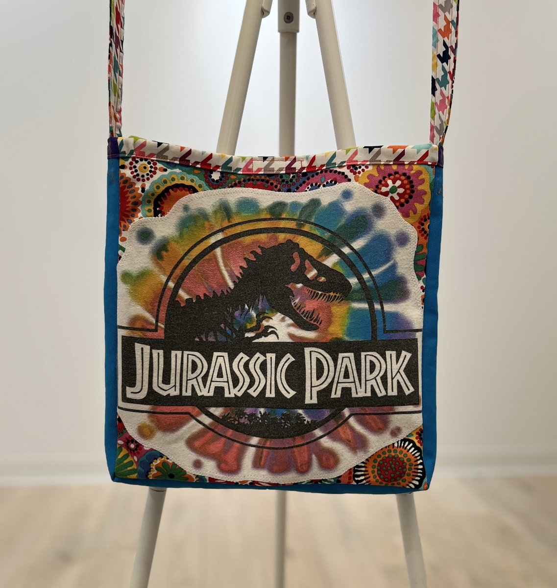 Jurassic Park Tshirt crossbody bag tie dye 