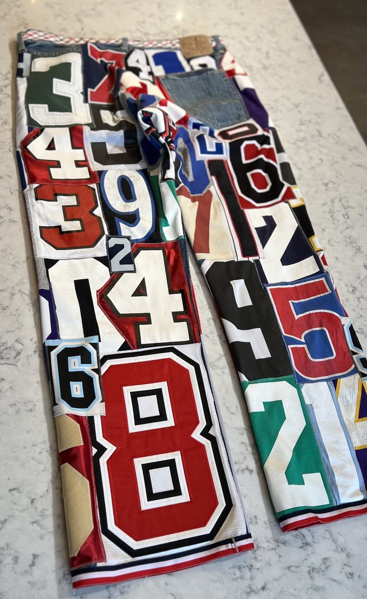 Number collage jeans