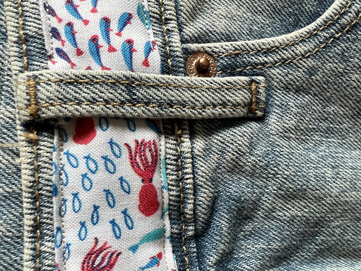 Sharks altered denim skirt