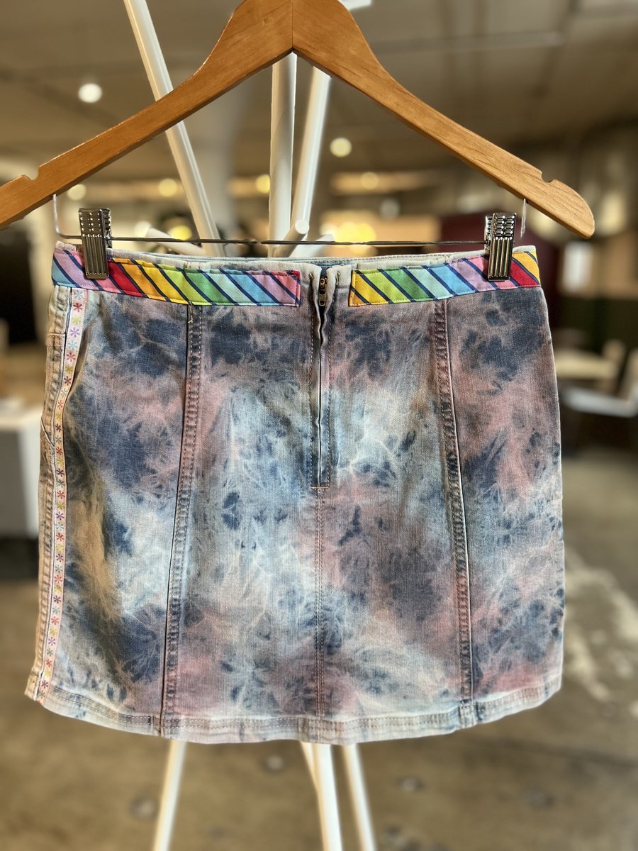 Landing unicorn altered denim skirt