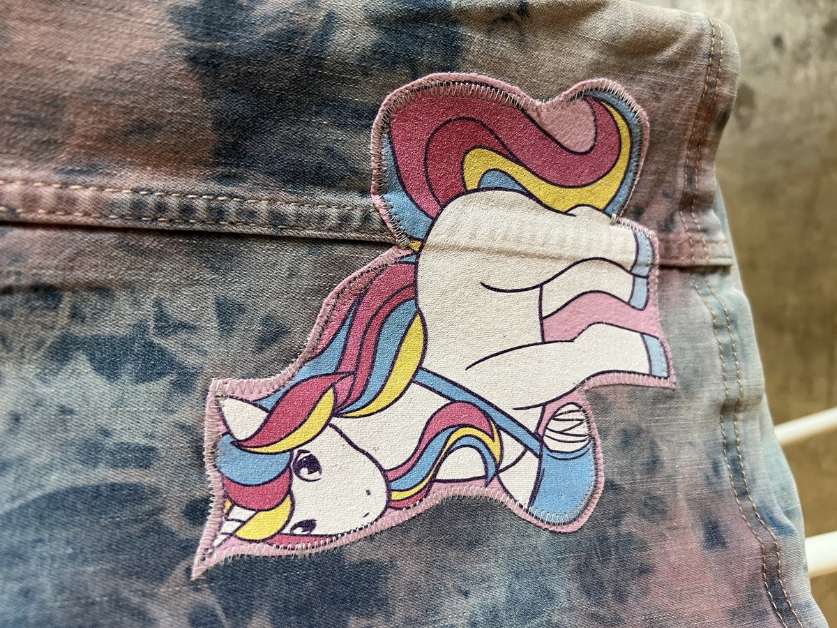 Landing unicorn altered denim skirt