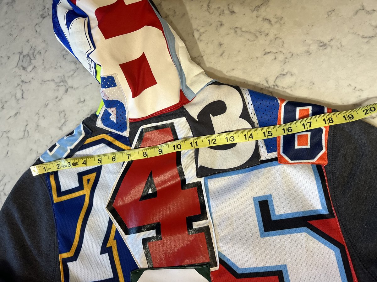 Number collage upcycled zip hoodie