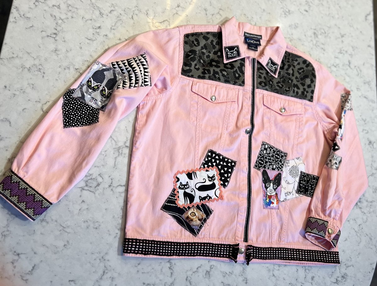 Cat Jean jacket pink and black 