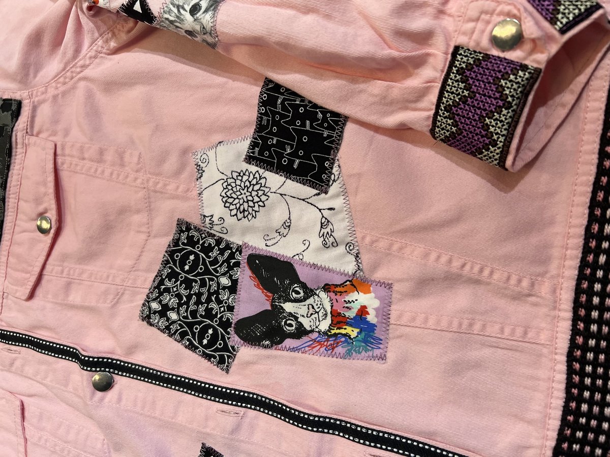 Cat Jean jacket pink and black 