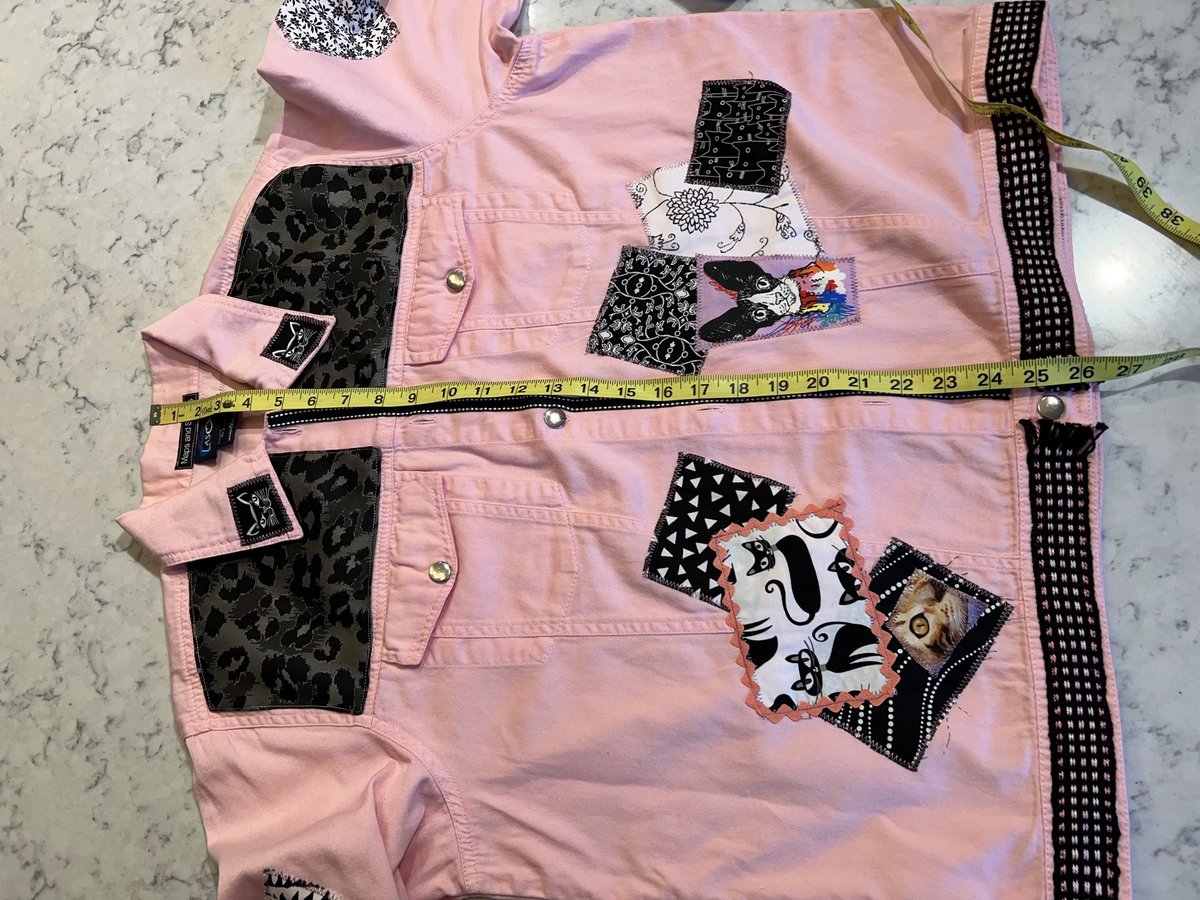 Cat Jean jacket pink and black 