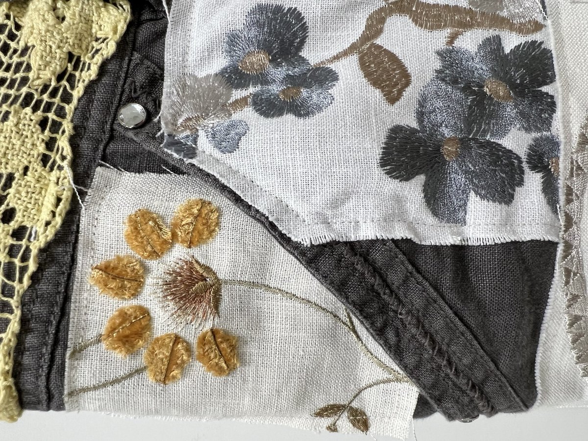 Embroidered patchwork linen pants