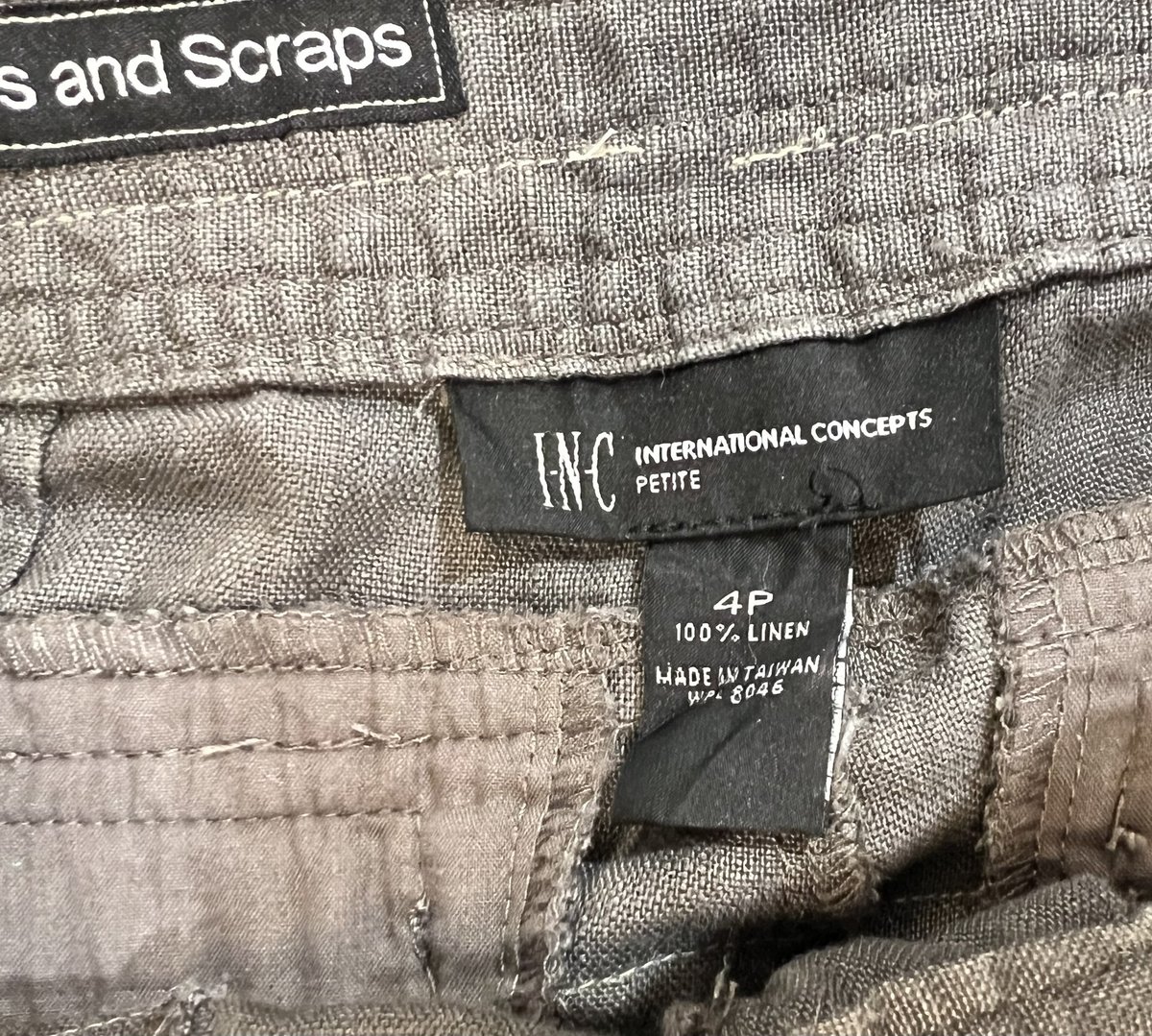 Embroidered patchwork linen pants