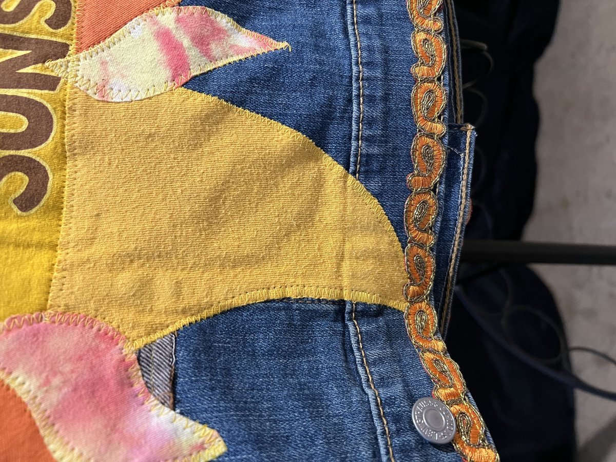 Freaking sunshine collage patchwork Jean jacket