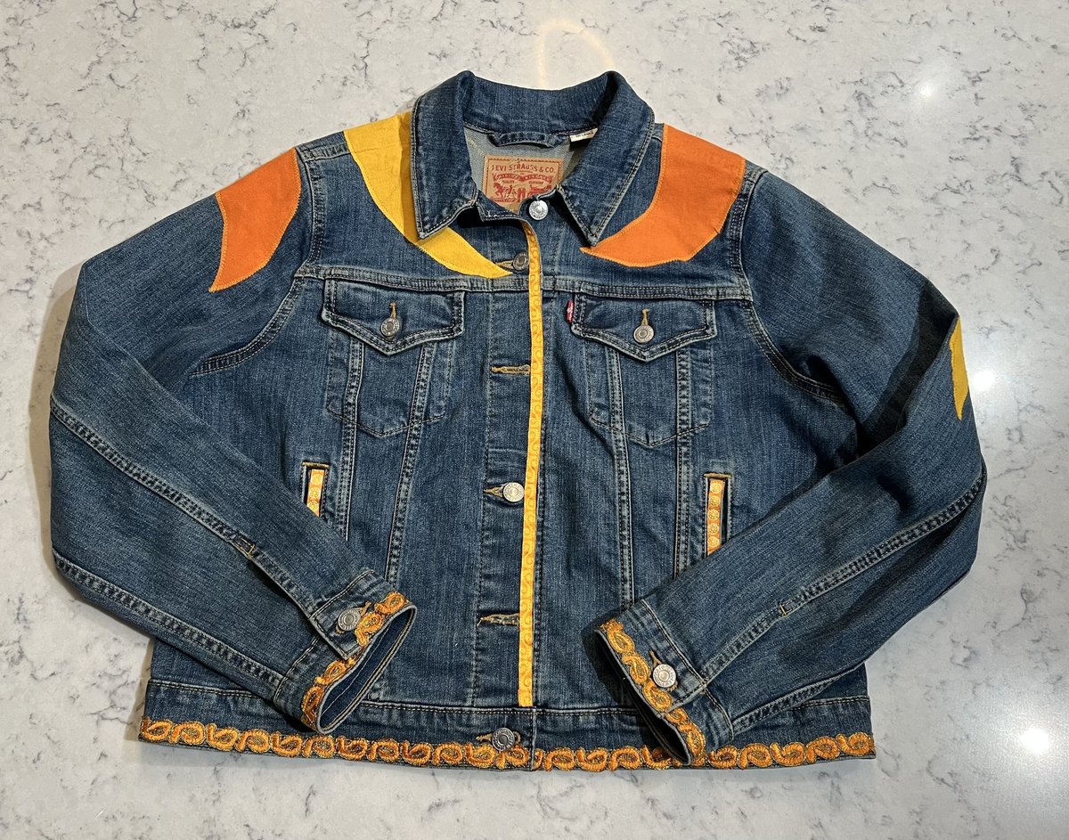 Freaking sunshine collage patchwork Jean jacket