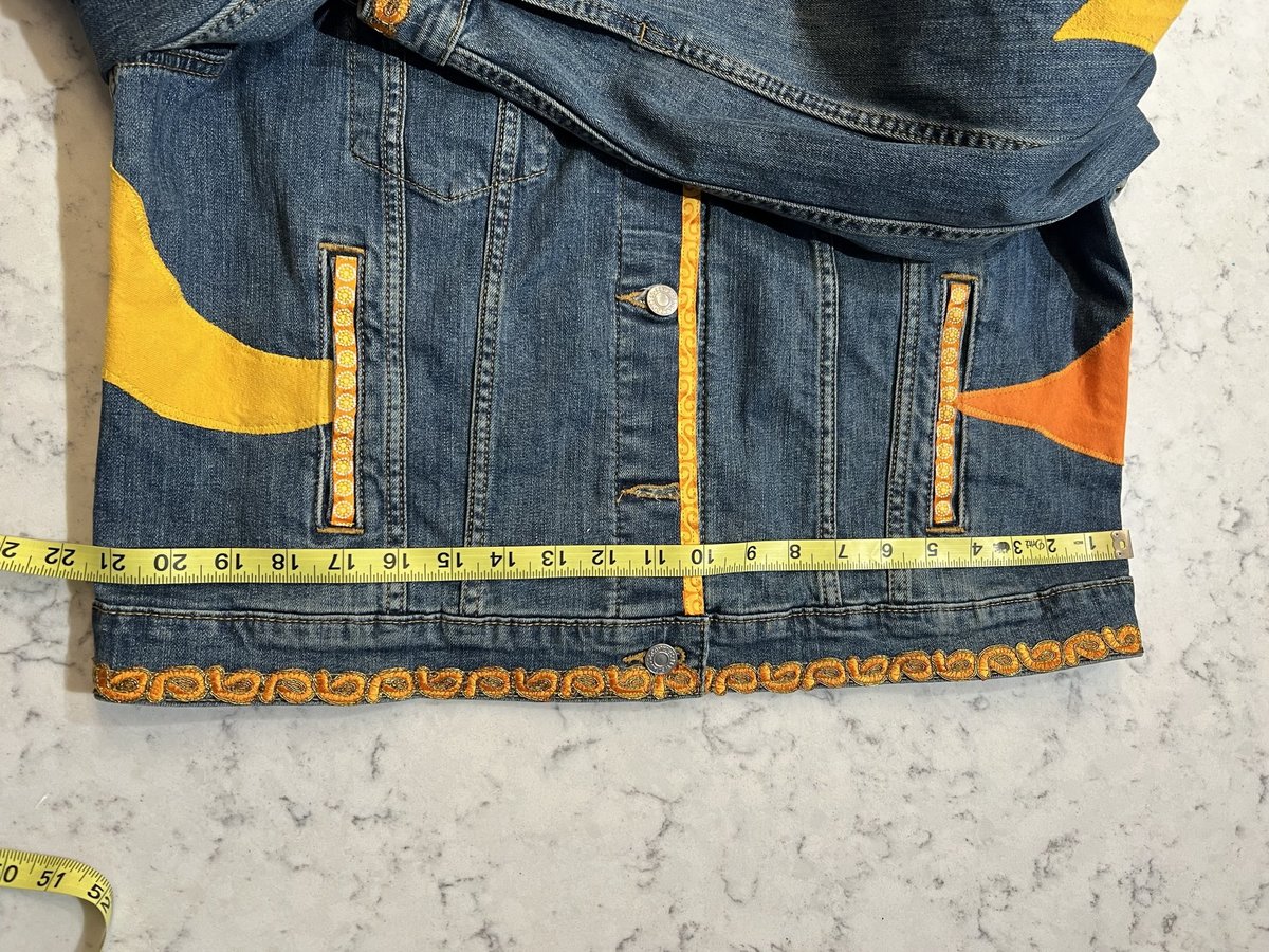Freaking sunshine collage patchwork Jean jacket