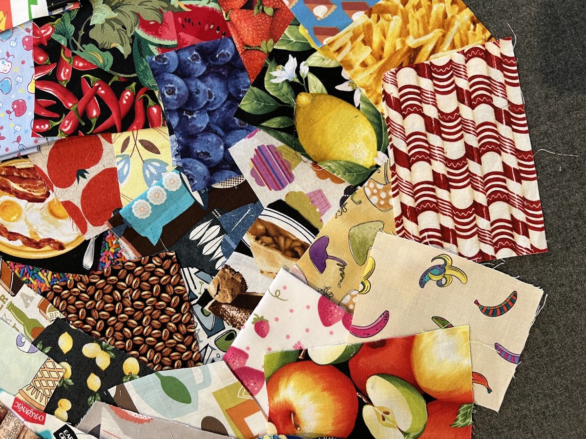 Food and drink fabric scraps 50 pieces