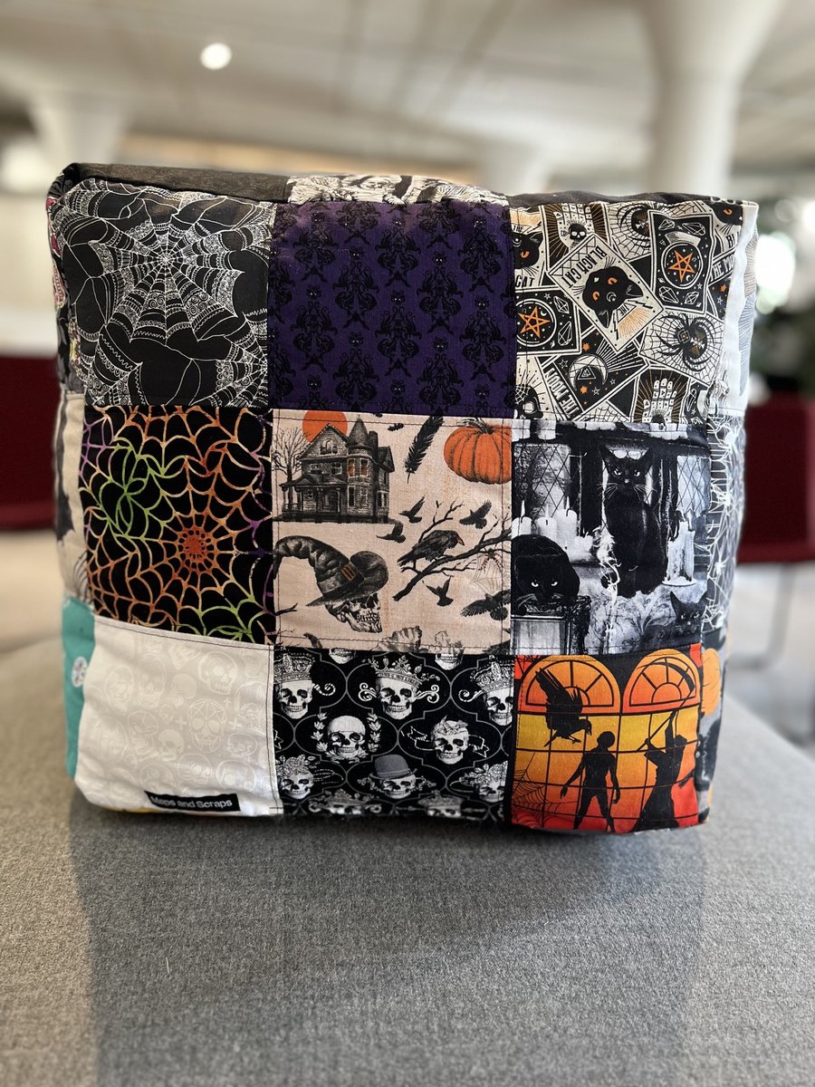 Halloween fabric sampler cube pillow