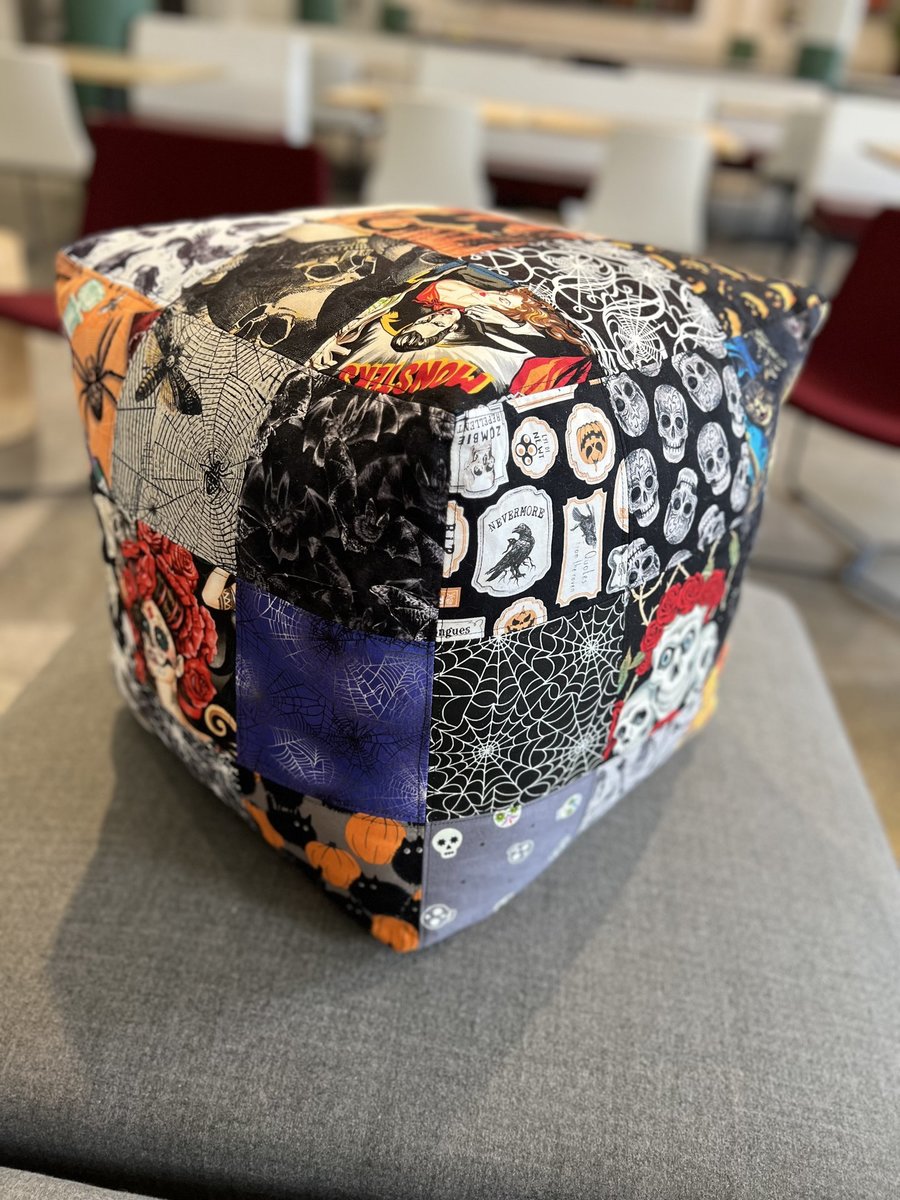 Halloween fabric sampler cube pillow