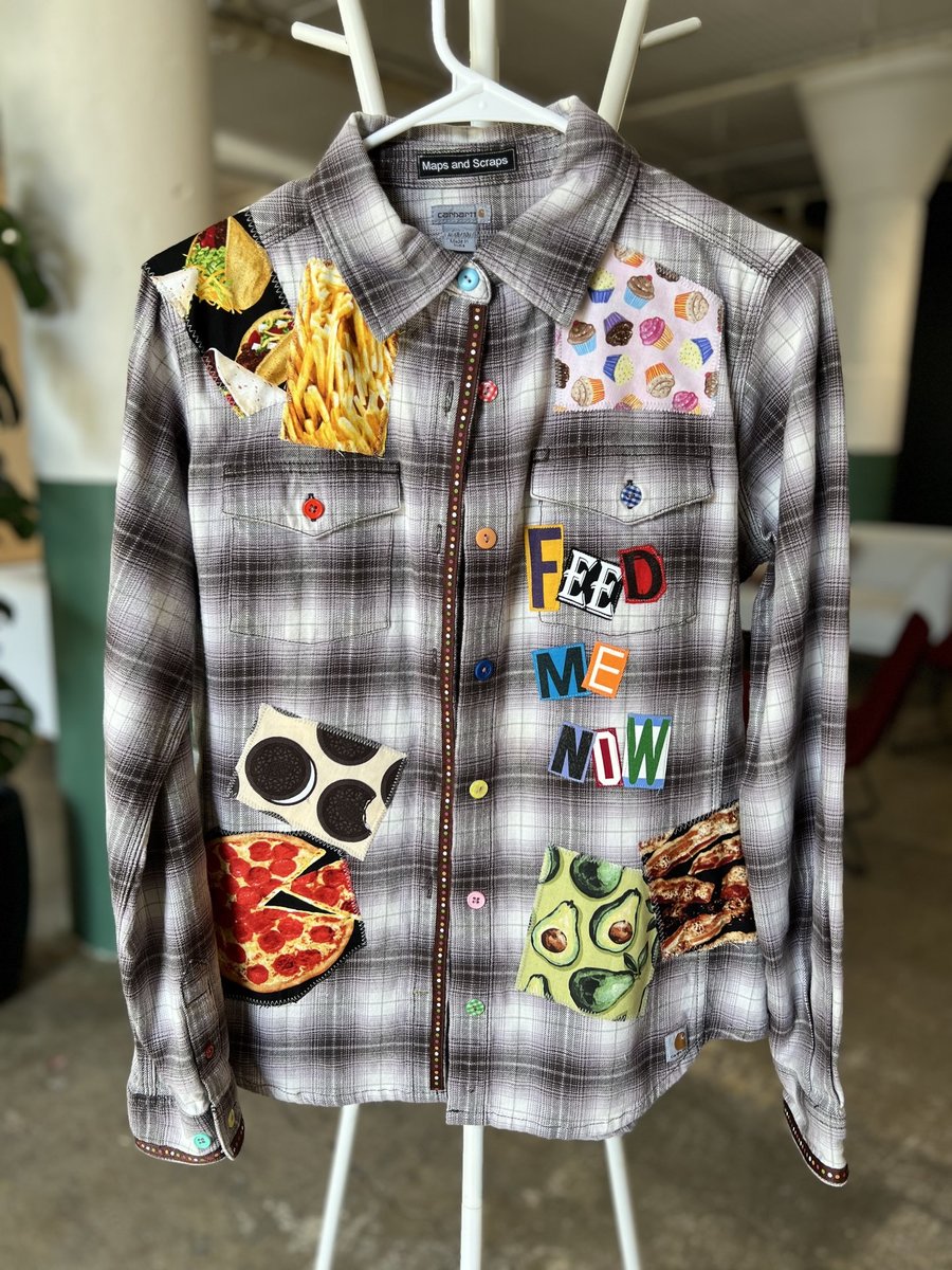 Feed me upcycled patchwork flannel Carhartt 