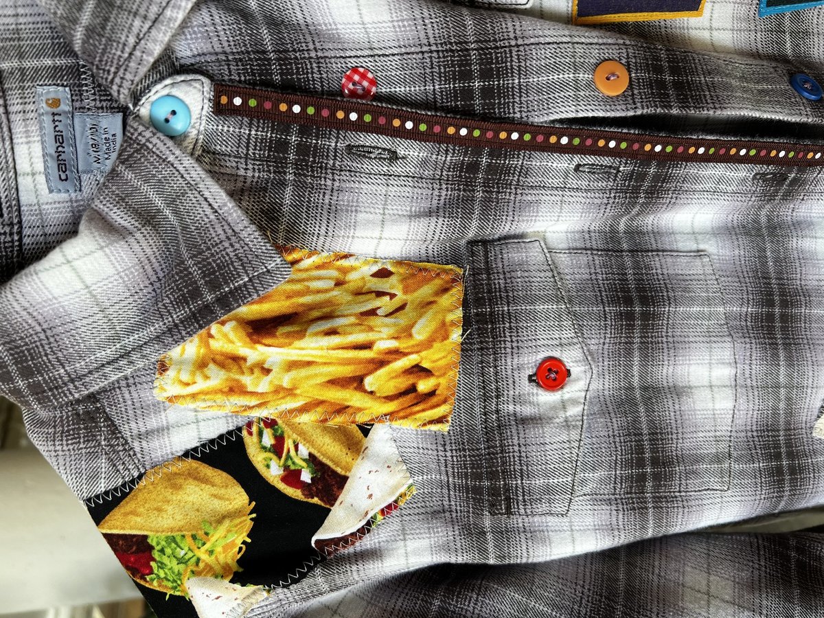 Feed me upcycled patchwork flannel Carhartt 