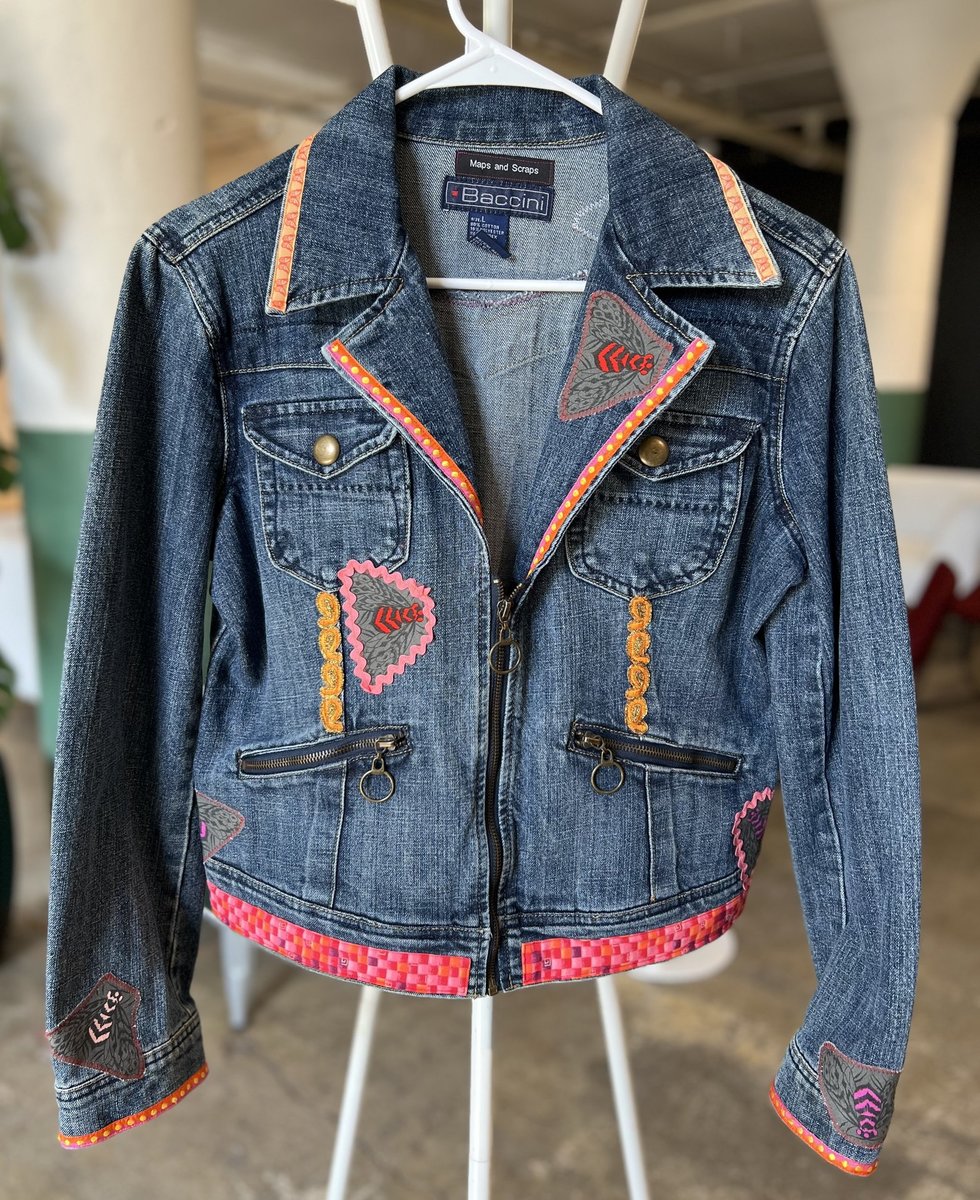 Butterfly patchwork collage Jean jacket