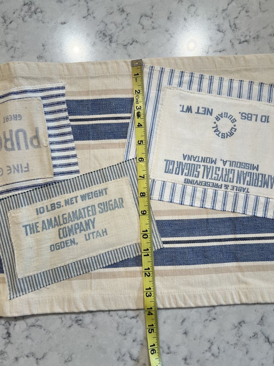 Vintage sugar bags table runner