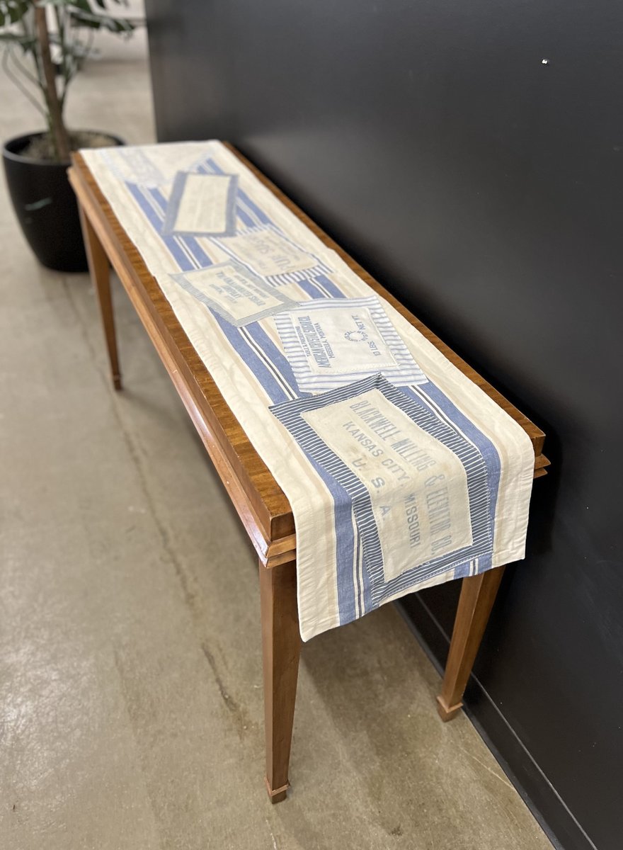 Vintage sugar bags table runner