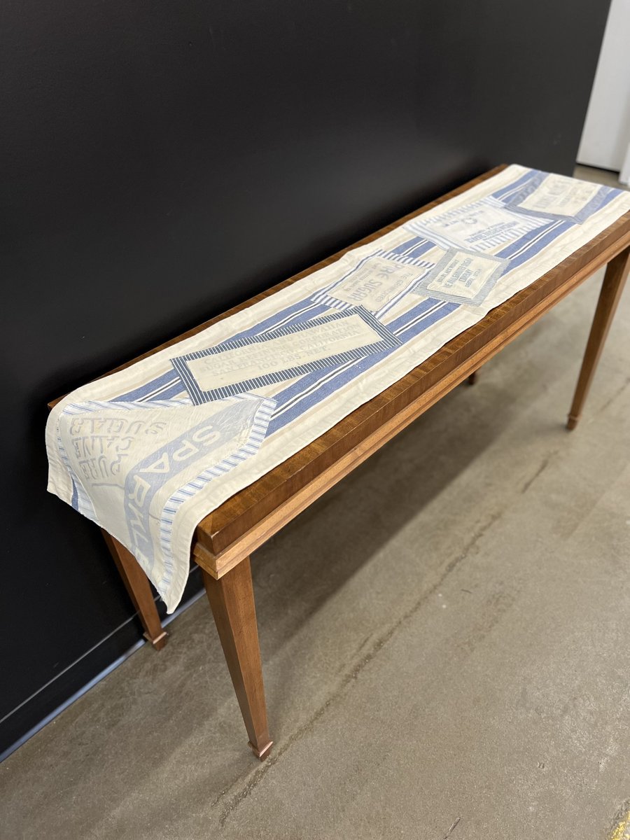 Vintage sugar bags table runner