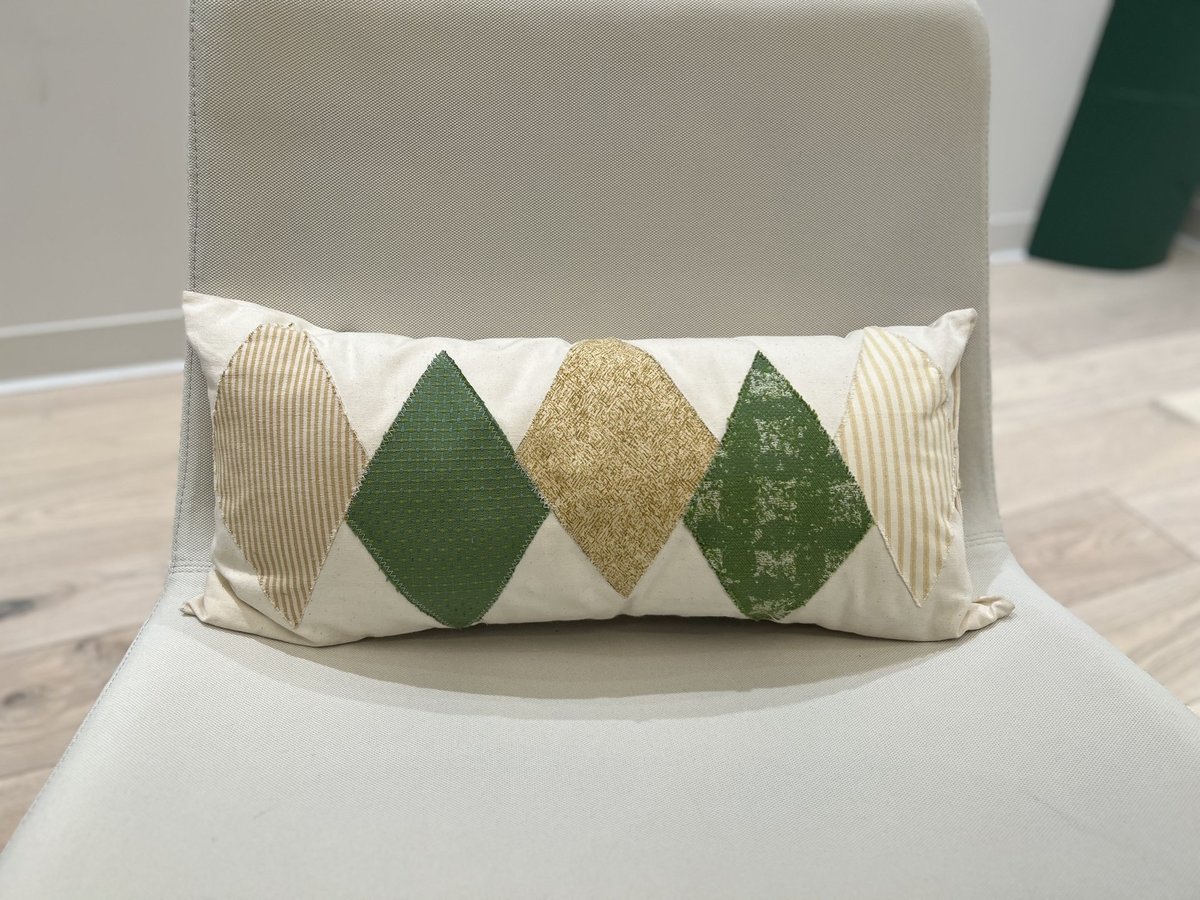 Yellow and green diamond pillow