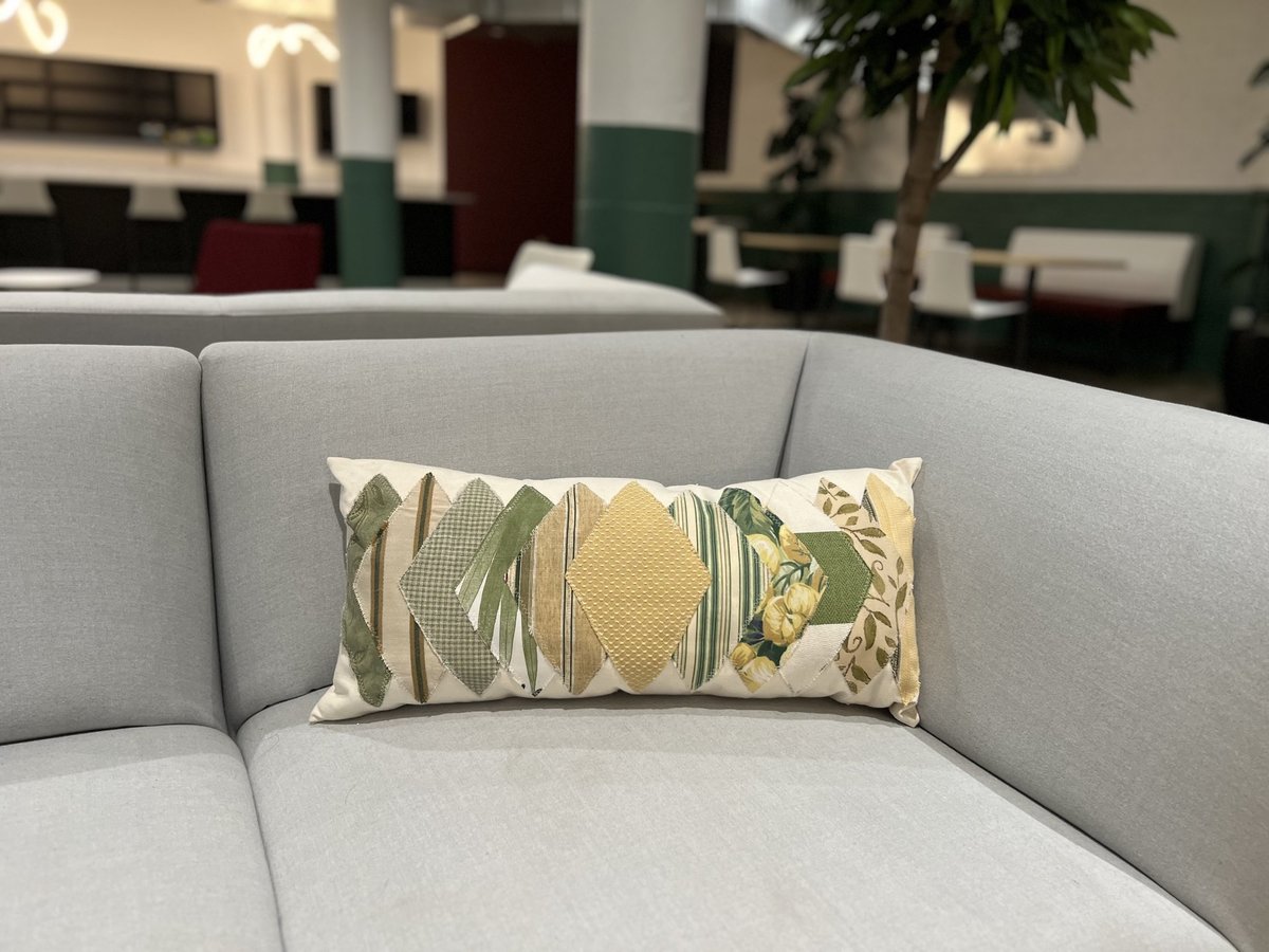 Yellow and green diamond pillow